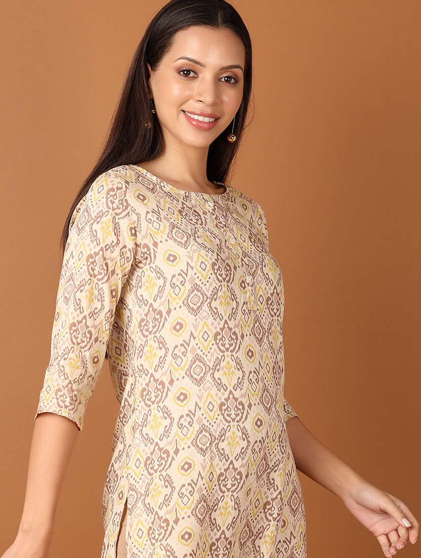 women three quarter sleeve straight kurta - 21519880 -  Standard Image - 4