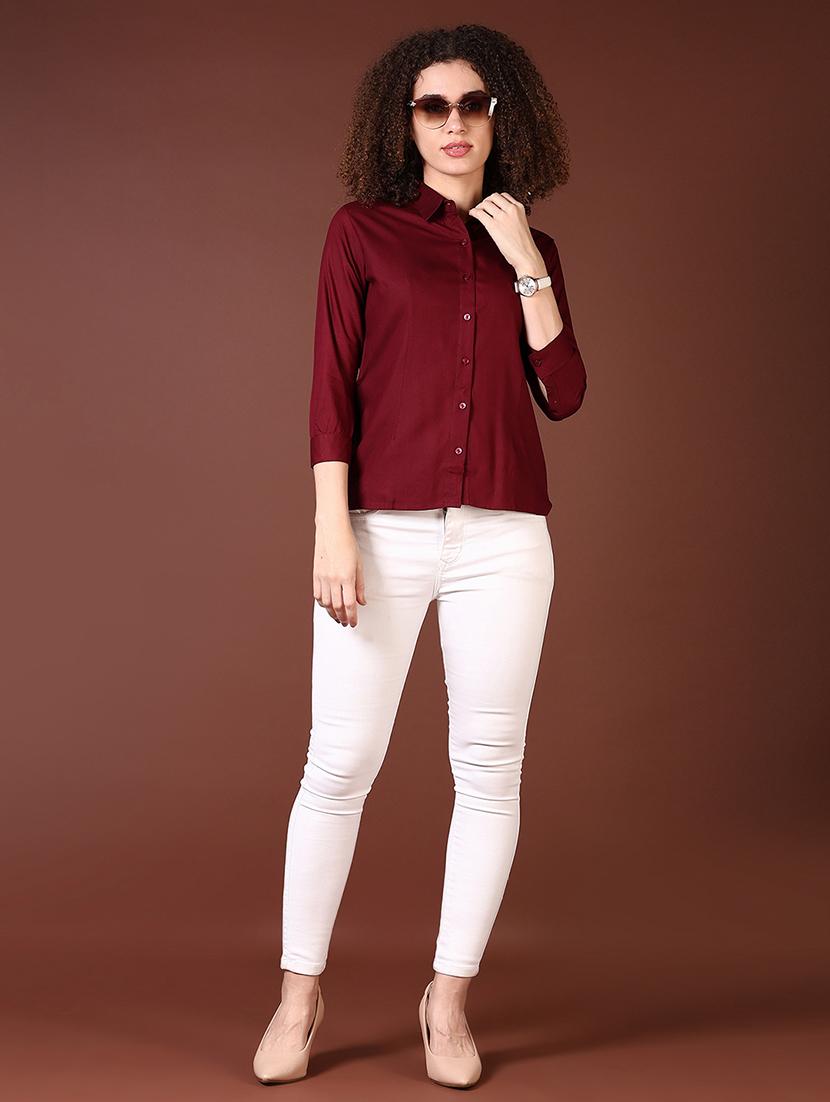 women solid collared regular shirt - 21519907 - Standard Image - 4