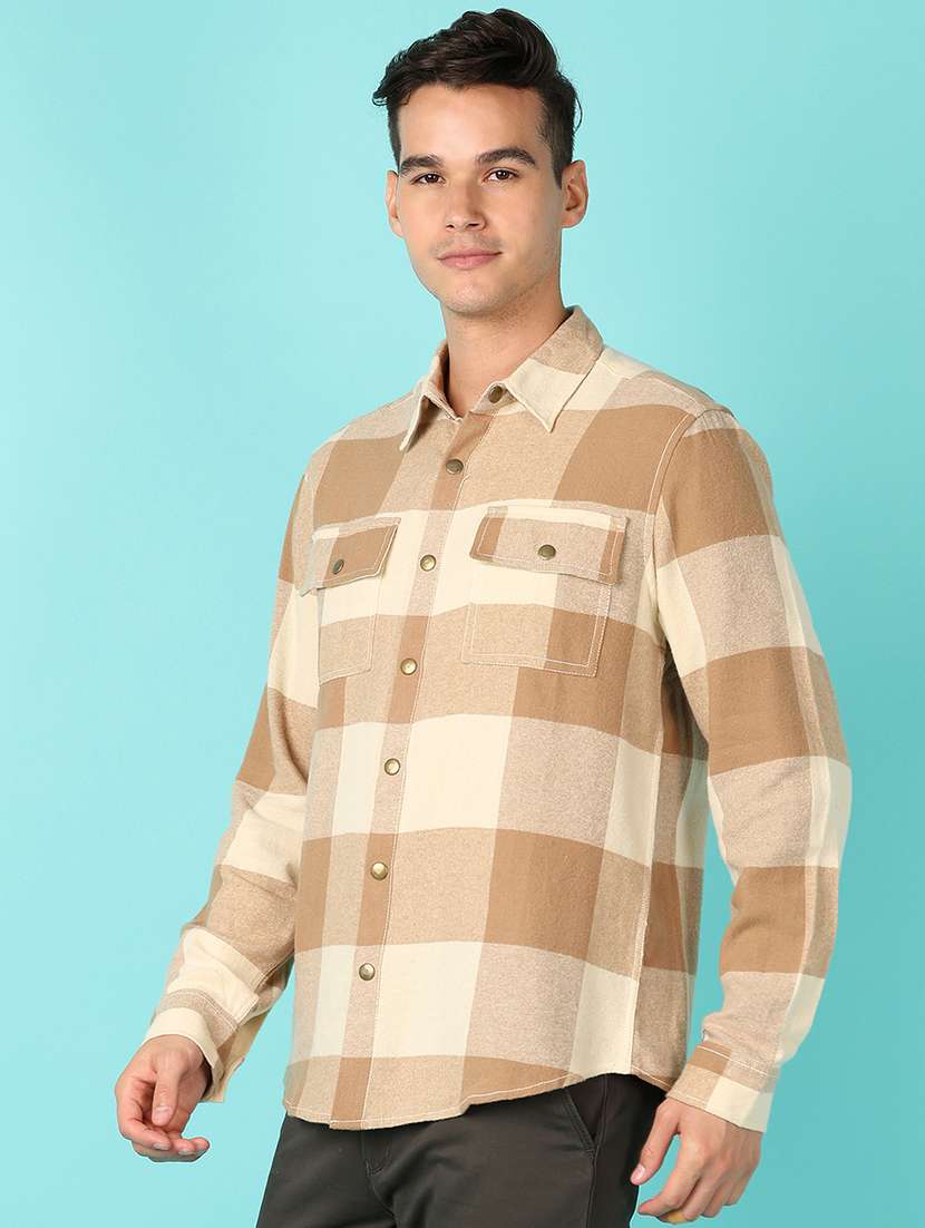 men checks long sleeve casual shirt - 21519923 -  Standard Image - 1