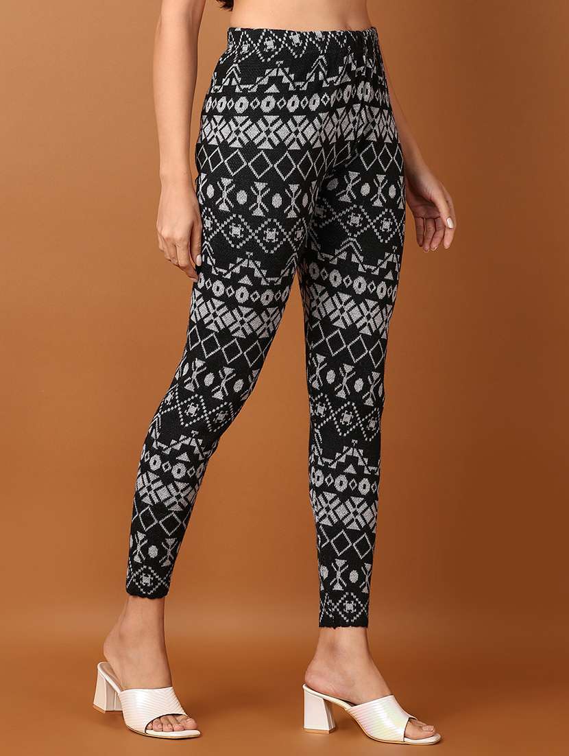 women self design woolen legging - 21519927 -  Standard Image - 1
