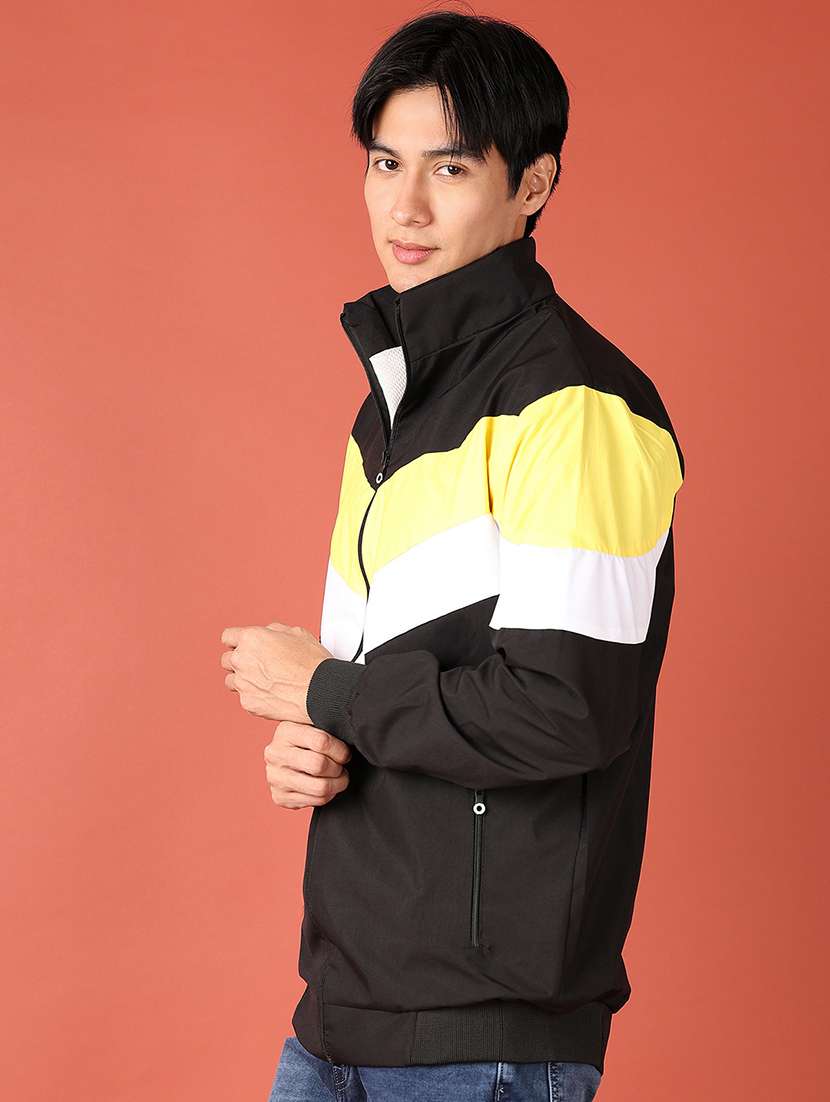 men black color block bomber jacket - 21519945 -  Standard Image - 1