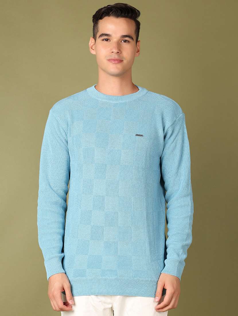 men self design round neck pullover