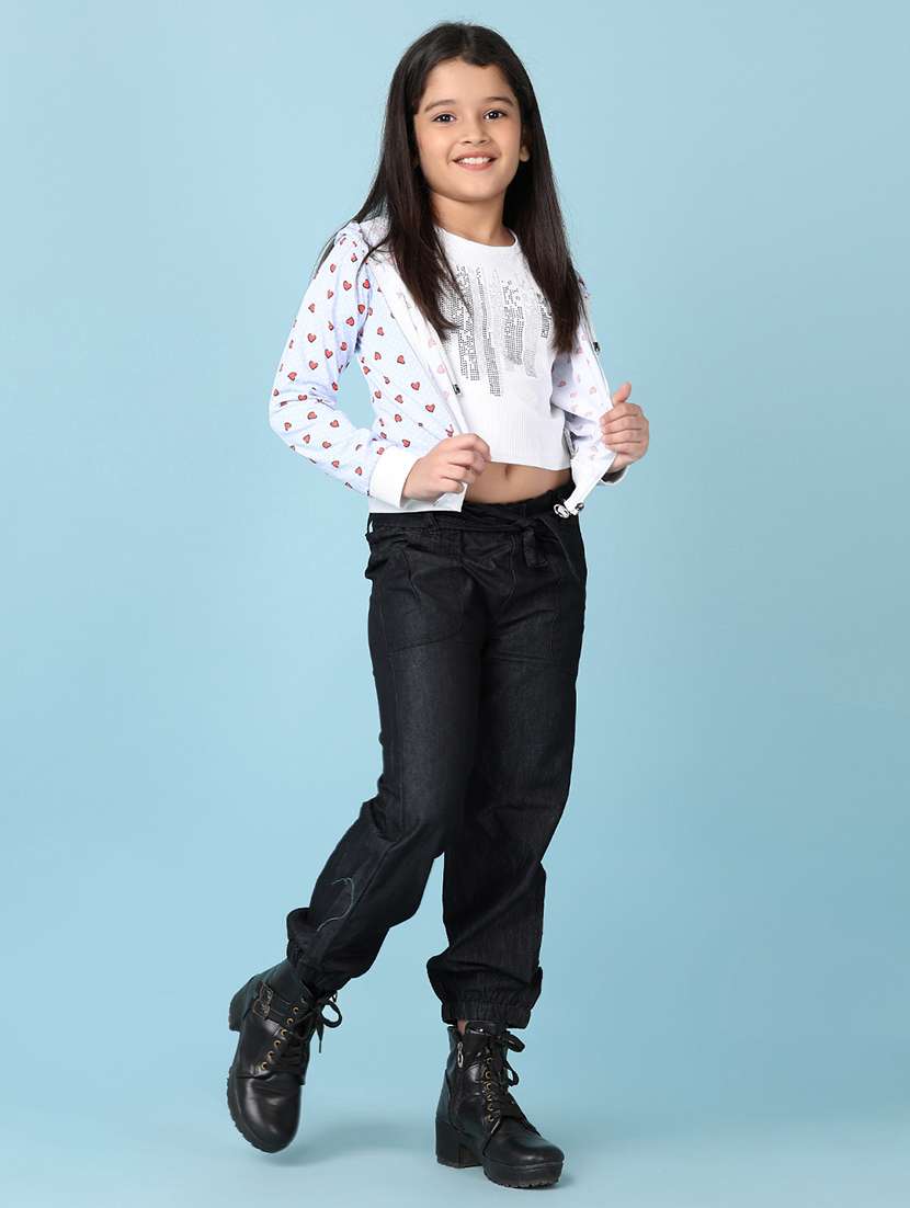 girls black solid joggers - 21519957 -  Standard Image - 4