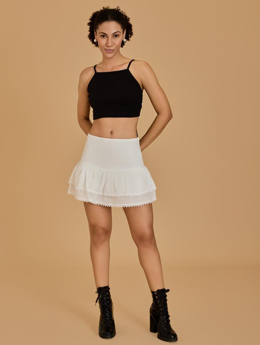 women black cotton blend crop top - 21520213 -  Standard Image - 1