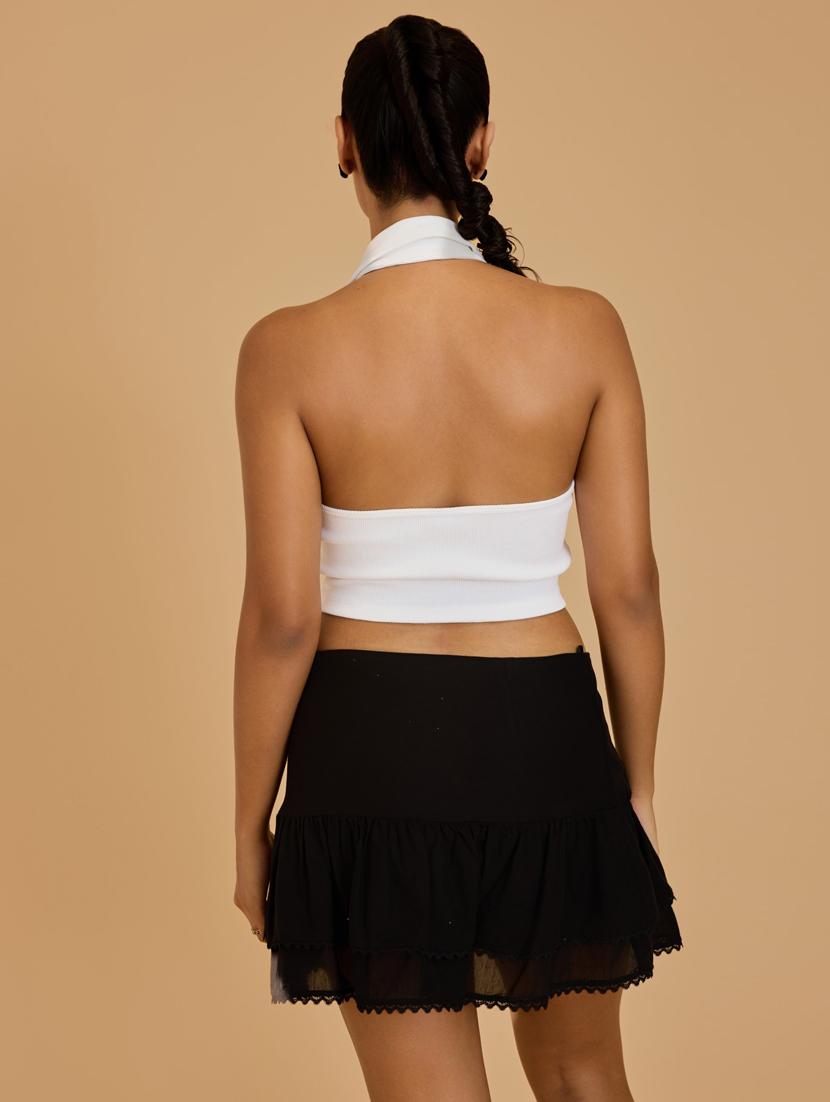 women white cotton blend crop top - 21520220 - Standard Image - 4