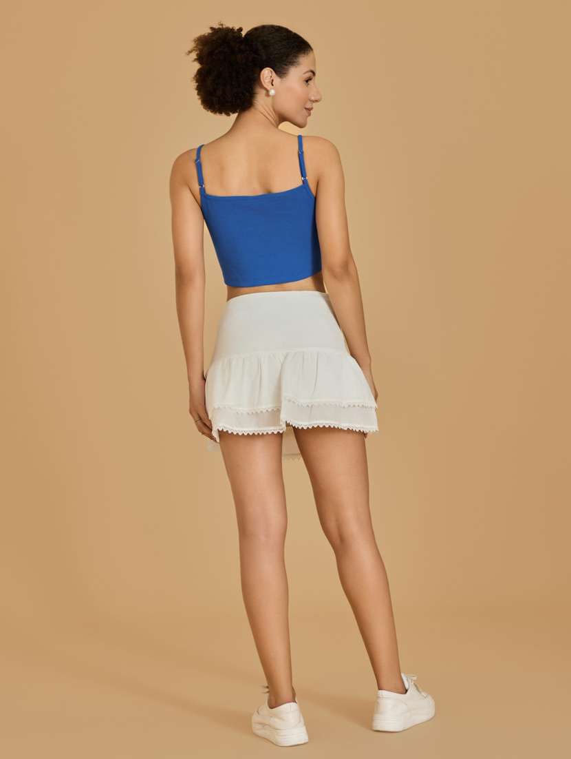 women blue cotton blend crop top - 21520222 -  Standard Image - 4