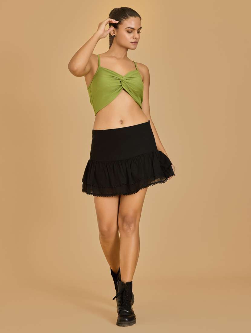 women green cotton blend crop top - 21520223 - Standard Image - 1