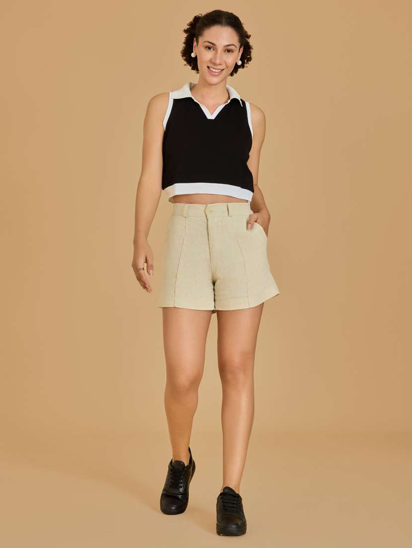 women black cotton blend crop top - 21520230 -  Standard Image - 1
