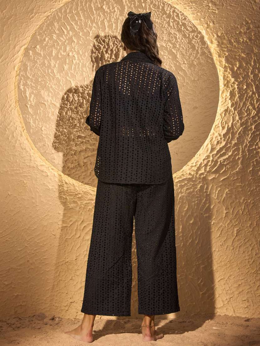 women black shirt & trouser co-ord set - 21520232 - Standard Image - 4
