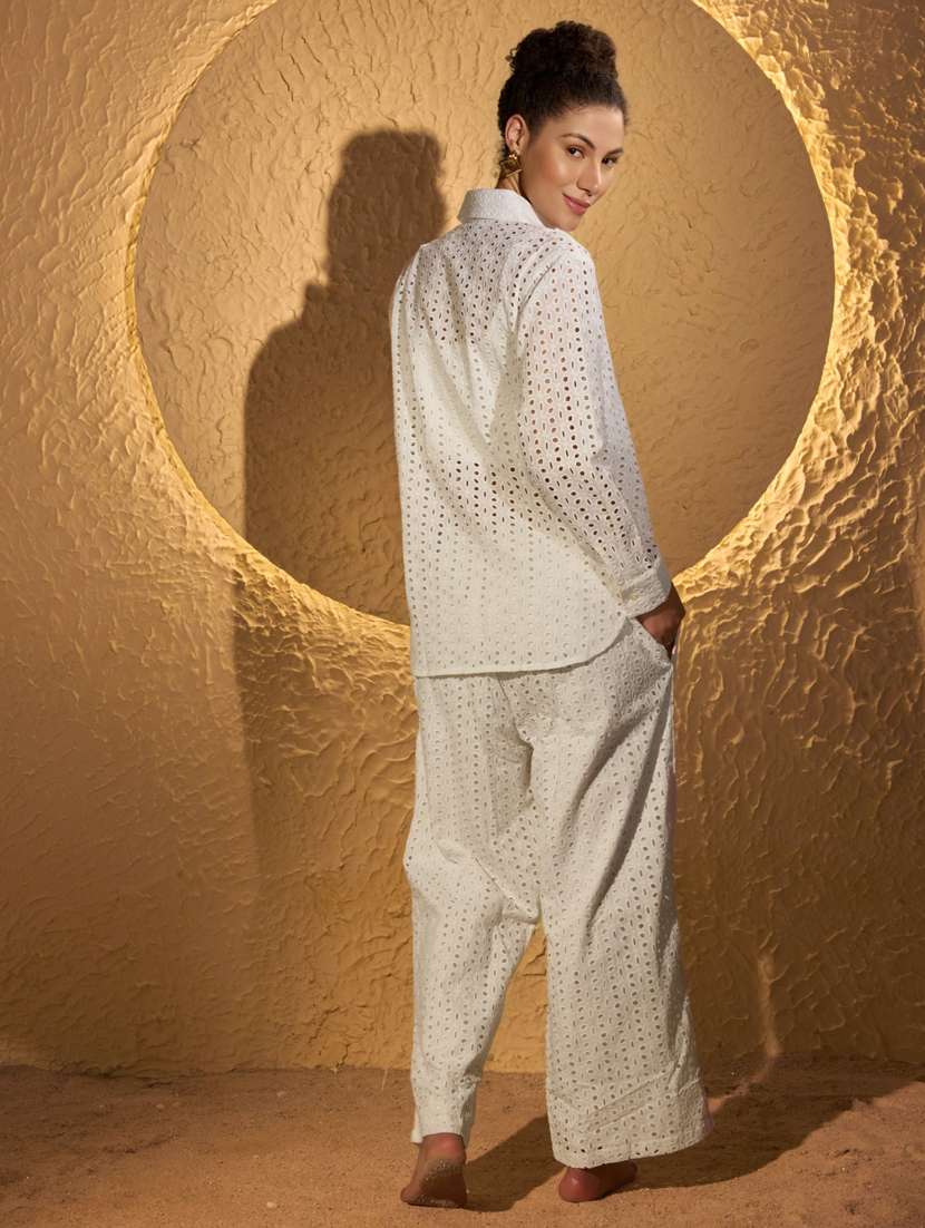 women white shirt & trouser co-ord set - 21520233 - Standard Image - 4