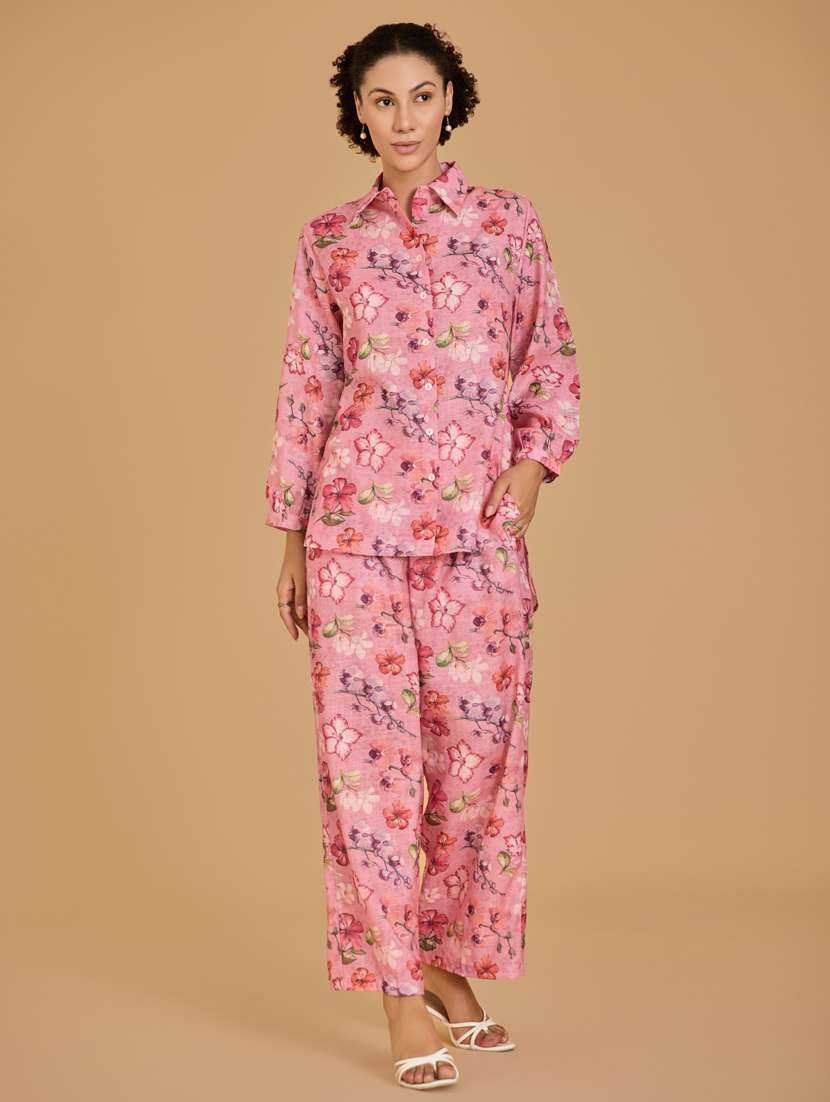 women pink shirt & trouser co-ord set - 21520241 -  Standard Image - 4