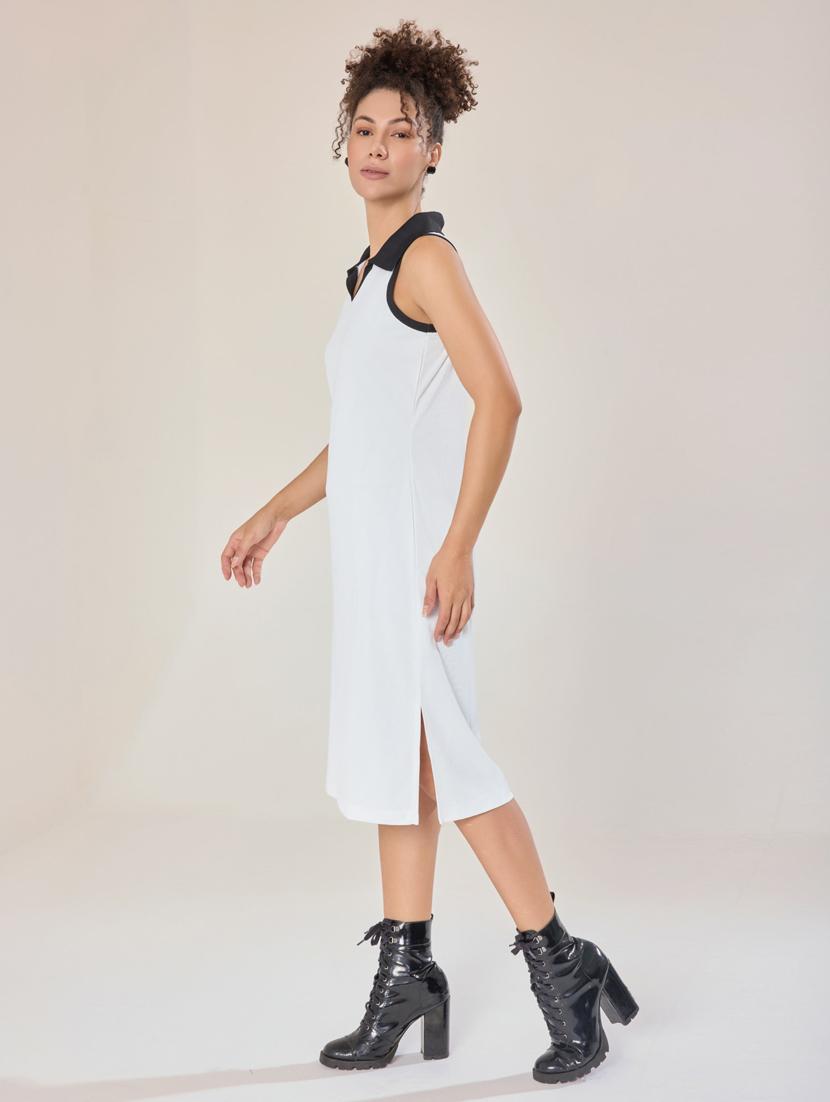 women white cotton blend bodycon dress - 21520245 - Standard Image - 4