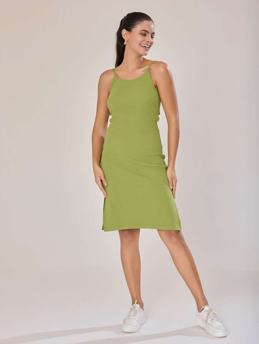 women green cotton blend bodycon dress - 21520259 -  Zoom Image - 0