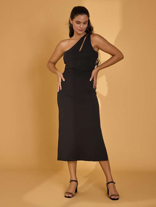 women black cotton blend sheath dress - 21520272 -  Standard Image - 0
