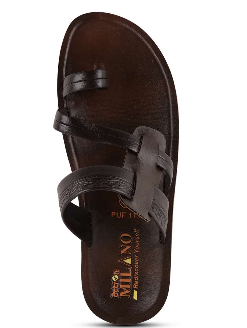 men brown slip on sandals - 21520326 -  Standard Image - 4