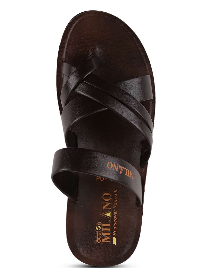 men brown slip on sandal - 21520328 -  Standard Image - 4