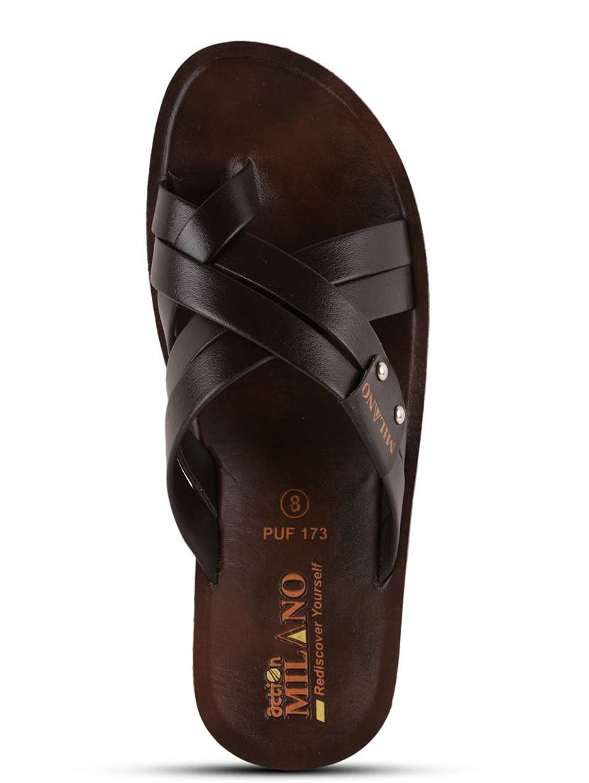 men brown slip on flip flop - 21520330 -  Standard Image - 4
