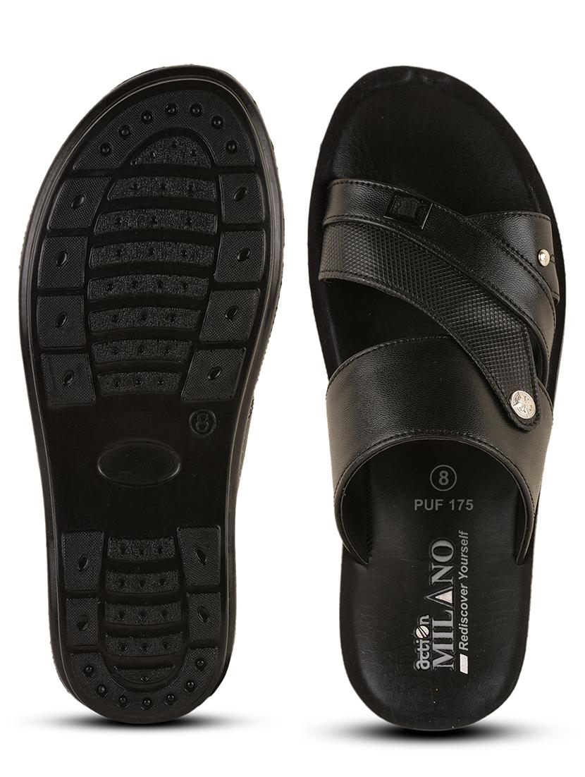 men black slip on sandal - 21520333 - Standard Image - 4