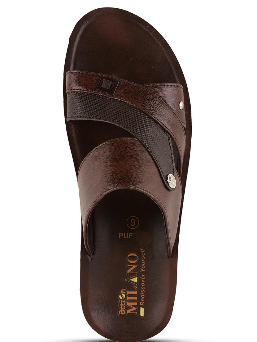 men brown slip on sandal - 21520334 - Standard Image - 4