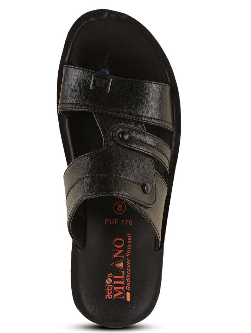 men black slip on sandal - 21520335 -  Standard Image - 4