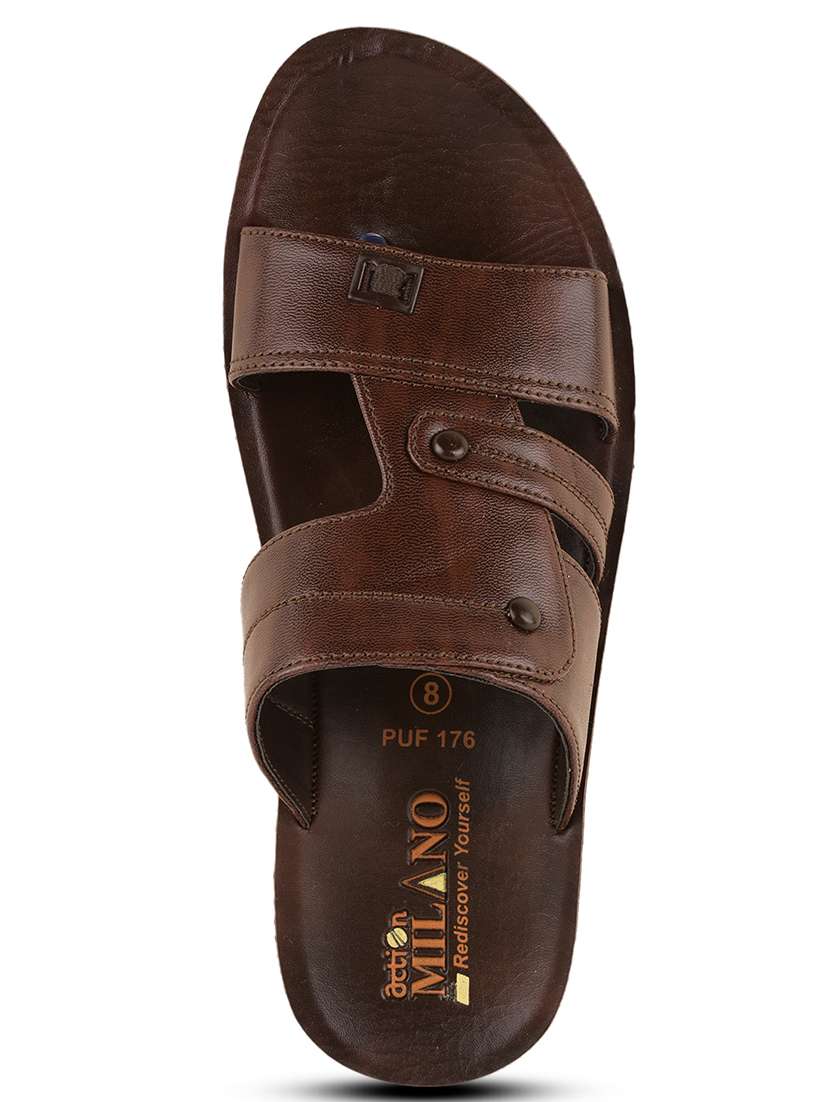 men brown slip on flip flop - 21520336 -  Standard Image - 4