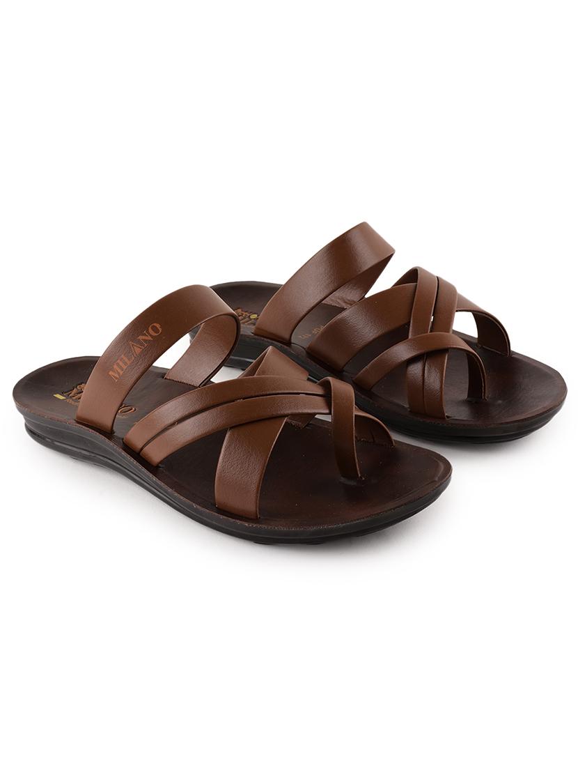 tan synthetic slip on sandals - 21520340 -  Standard Image - 1