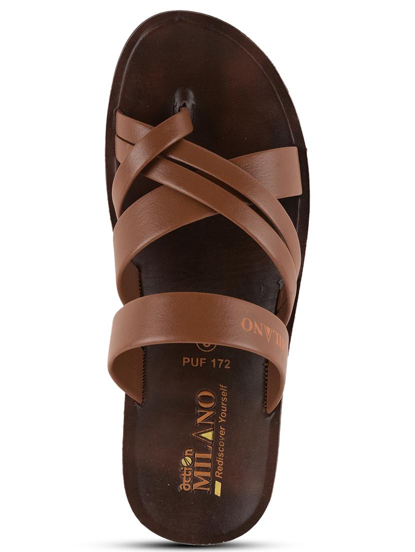 tan synthetic slip on sandals - 21520340 - Standard Image - 4
