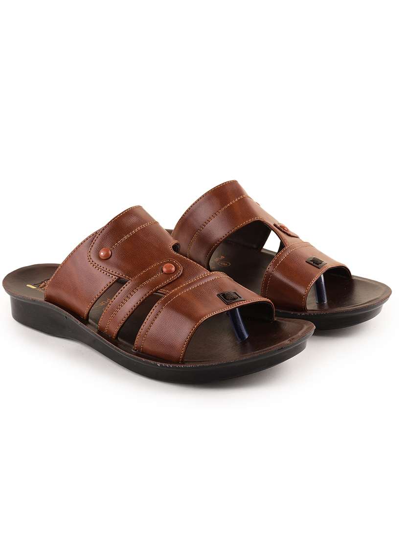 men tan slip on sandal - 21520344 -  Standard Image - 1