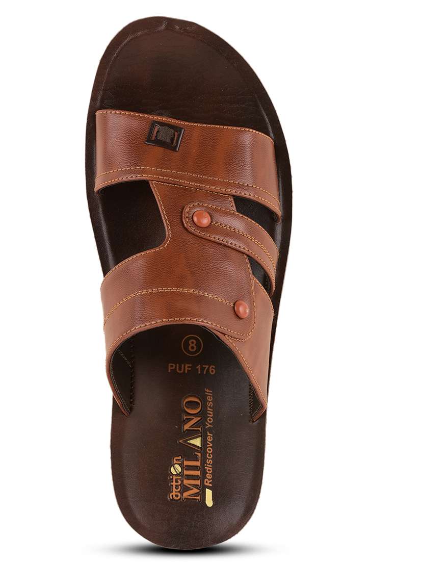 men tan slip on sandal - 21520344 -  Standard Image - 4