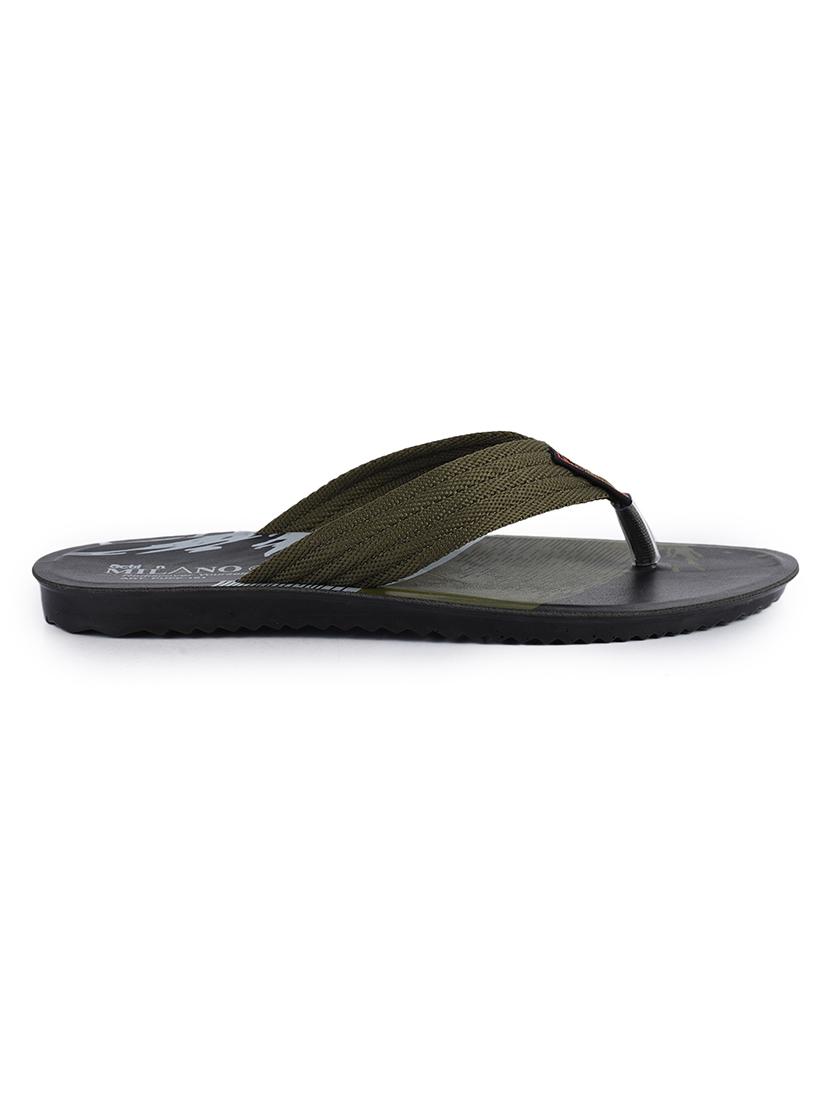 men olive slip on slippers - 21520345 - Standard Image - 1