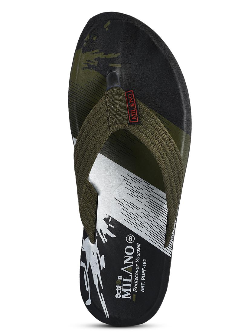 men olive slip on slippers - 21520345 - Standard Image - 4