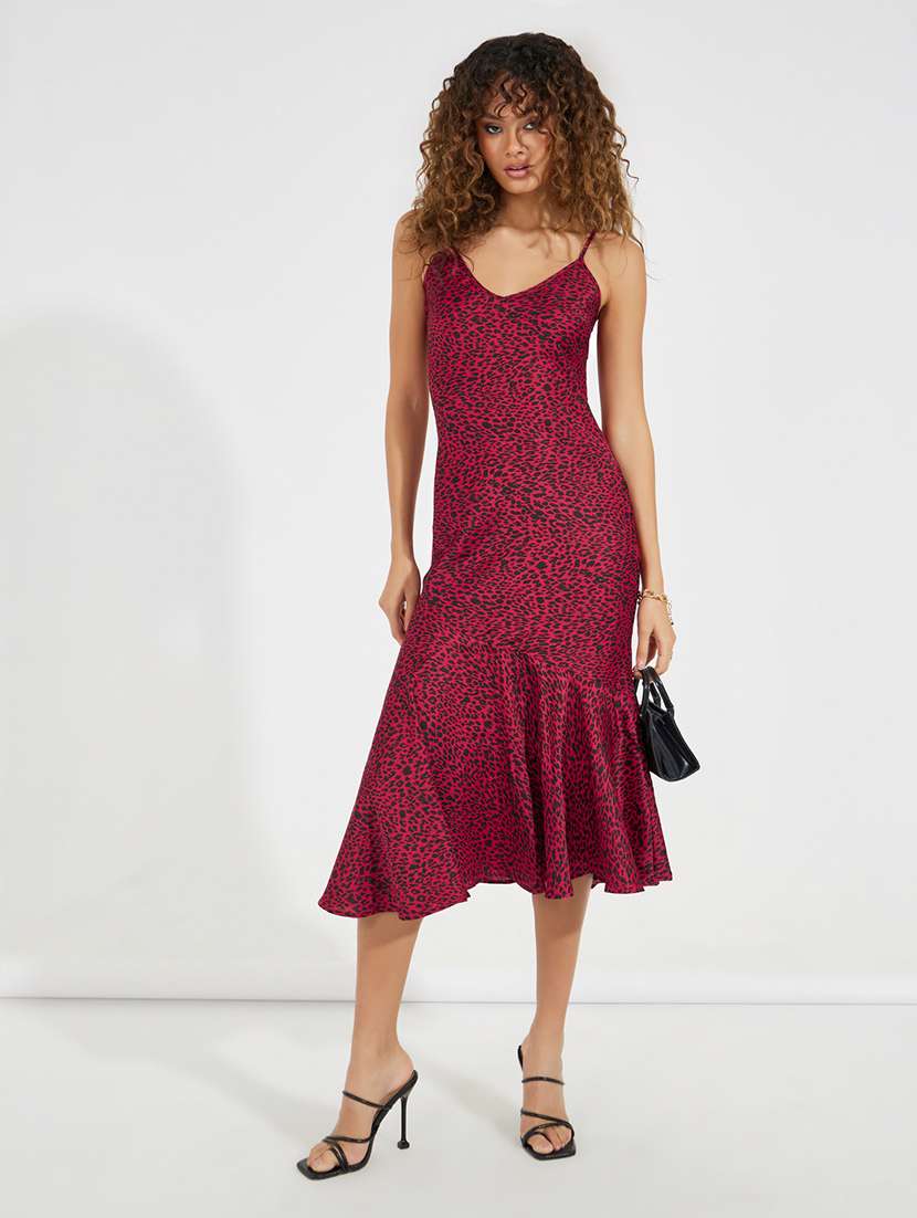 women red animal printed asymmetric dress - 21520377 - Zoom Image - 0