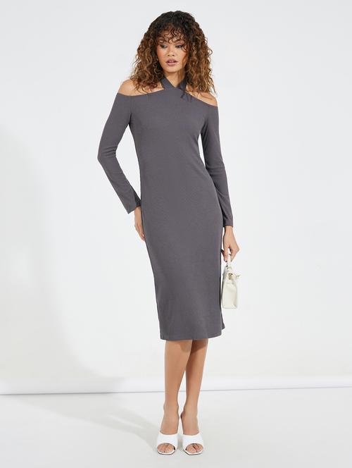 women grey solid sheath dress - 21520378 -  Standard Image - 0