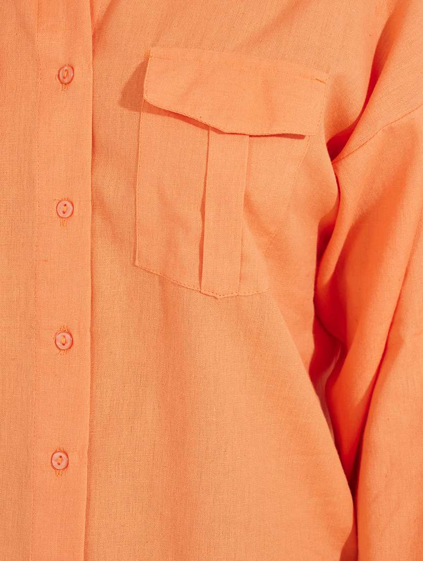 women orange solid oversized shirt - 21520424 -  Standard Image - 4