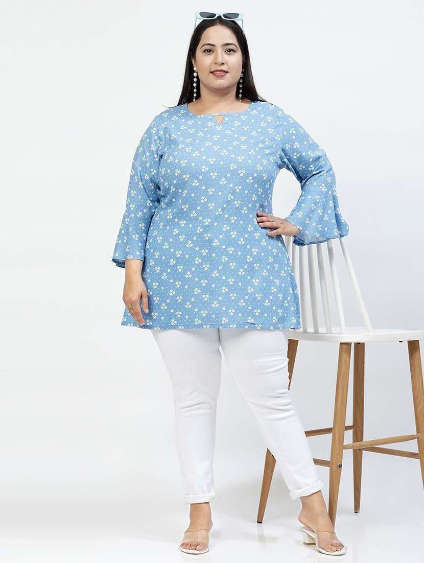 women floral printed bell sleeves plus size top - 21520497 -  Standard Image - 4