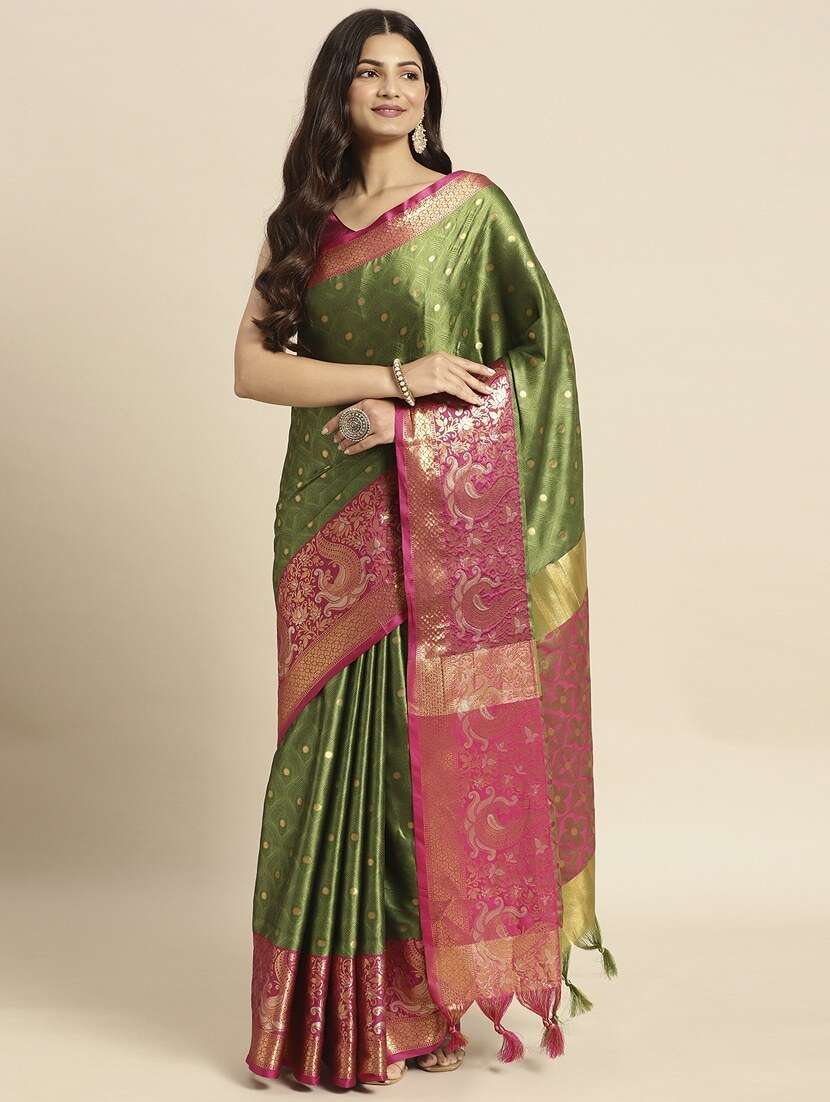 women self design dharmavaram zari bordered saree - 21520556 -  Standard Image - 1