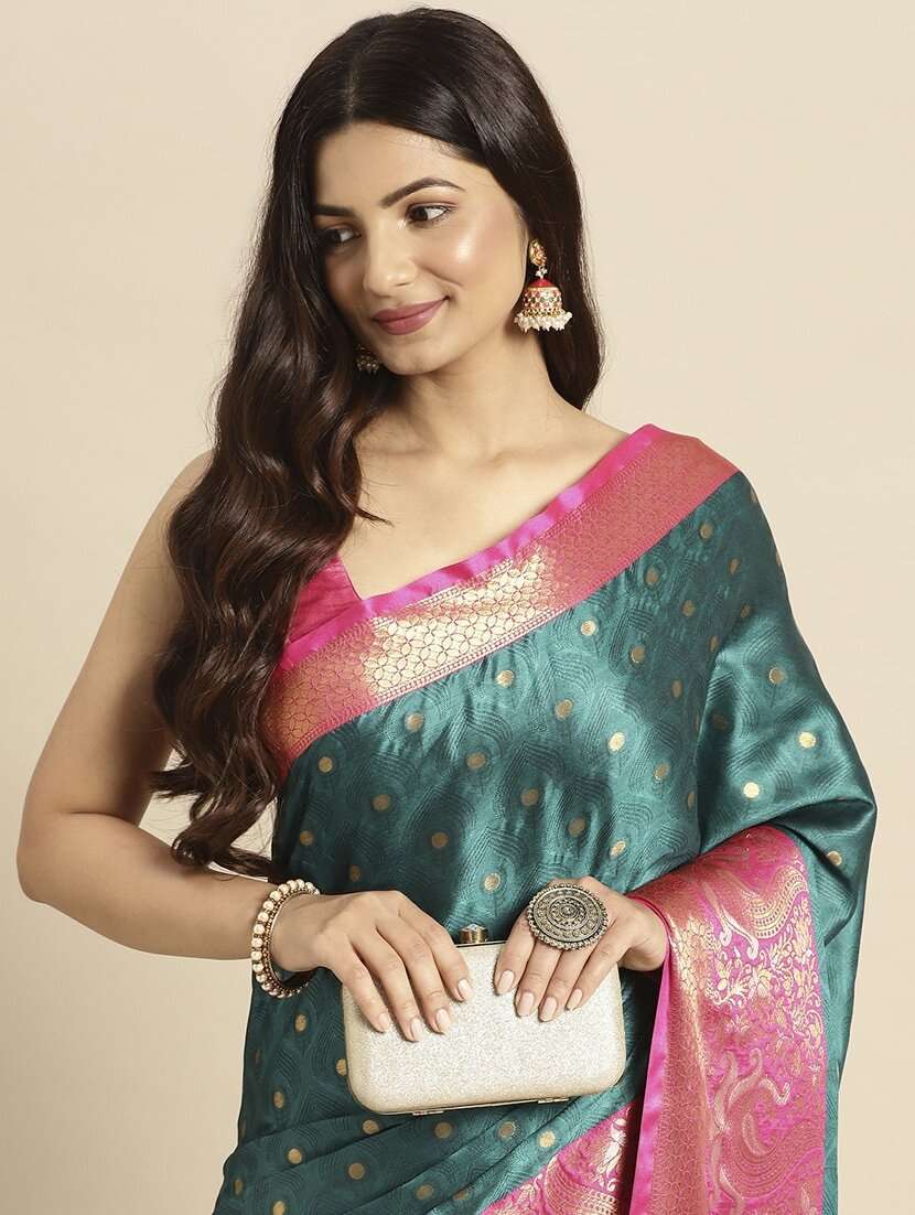 women self design dharmavaram zari bordered saree - 21520558 -  Standard Image - 4