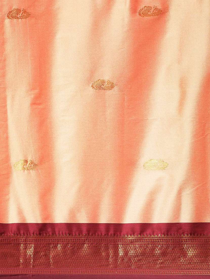 women peach self design zari bordered saree - 21520630 -  Standard Image - 4