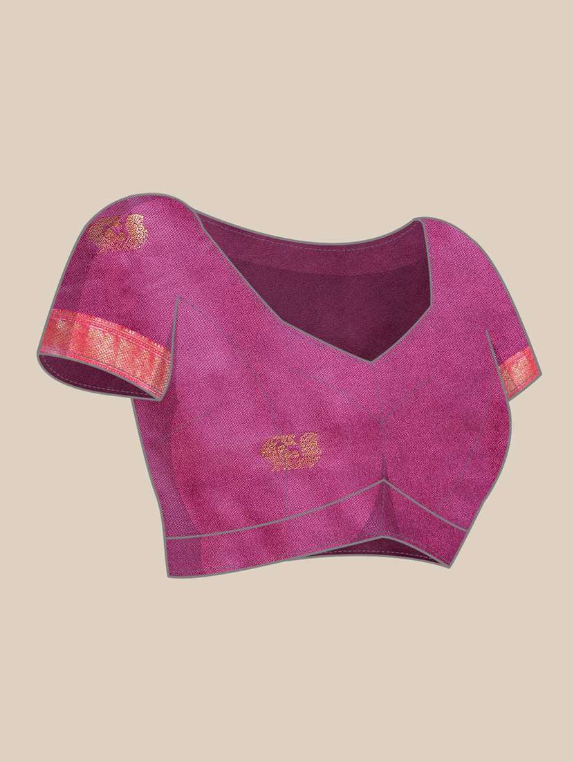 women navy blue self design zari bordered saree - 21520636 -  Standard Image - 4