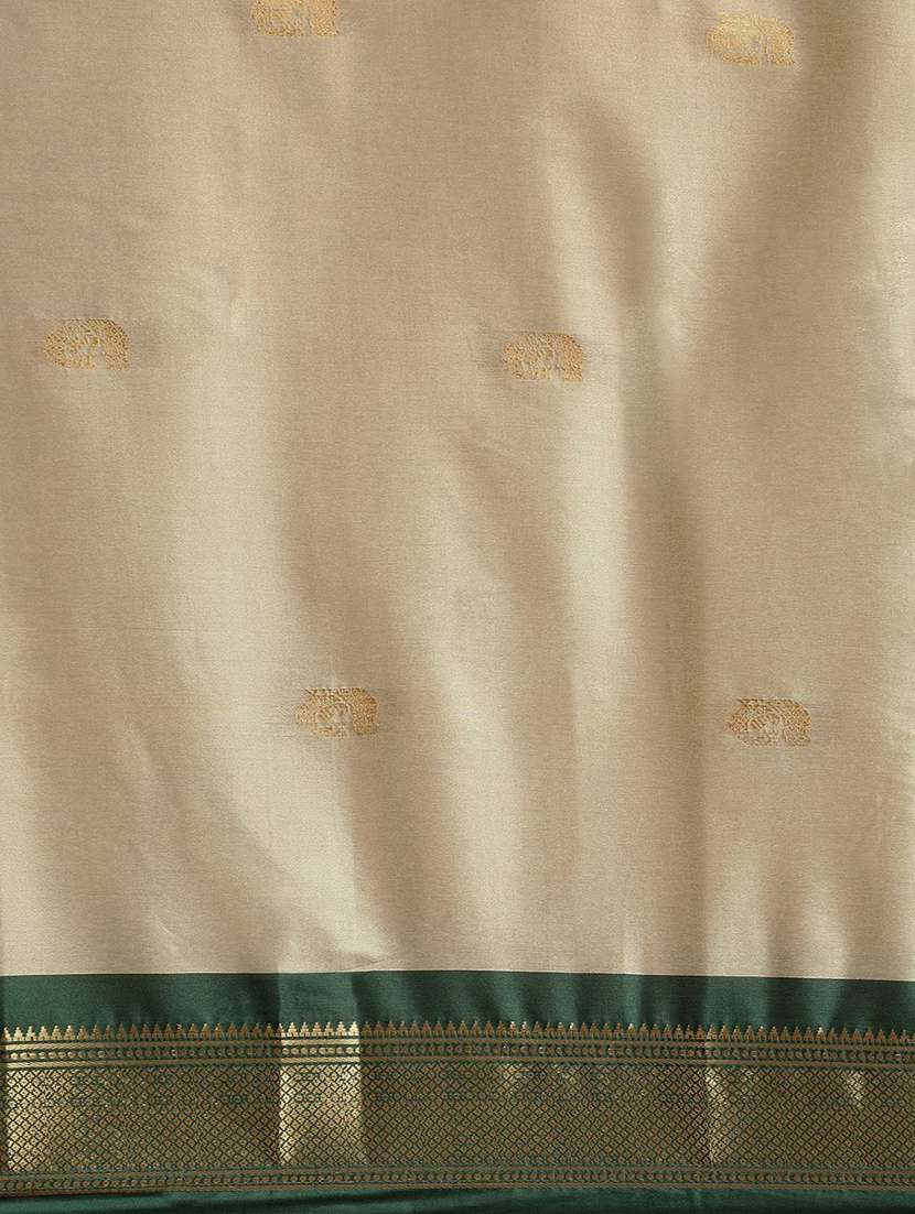 women beige self design zari bordered saree - 21520637 -  Standard Image - 4