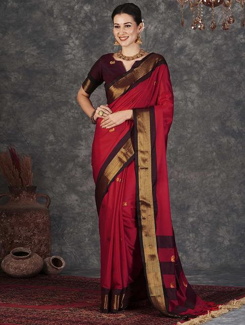 women red self design zari bordered saree - 21520649 -  Standard Image - 0