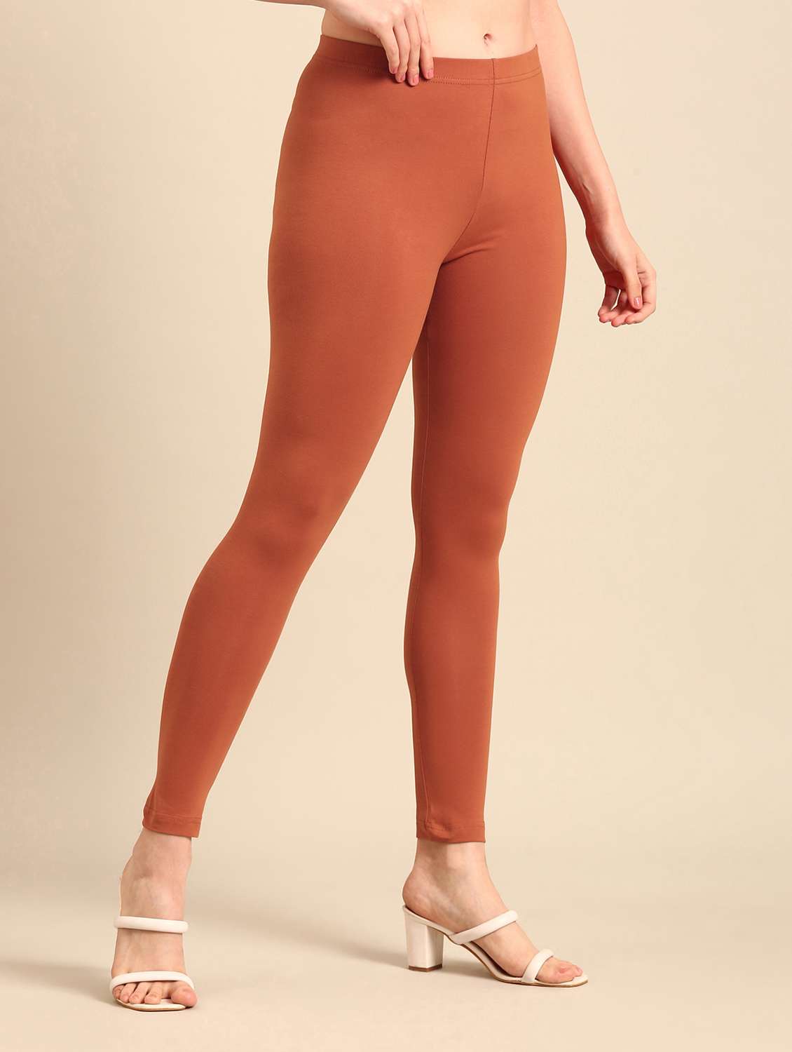 women rust cotton leggings - 21520657 -  Standard Image - 1