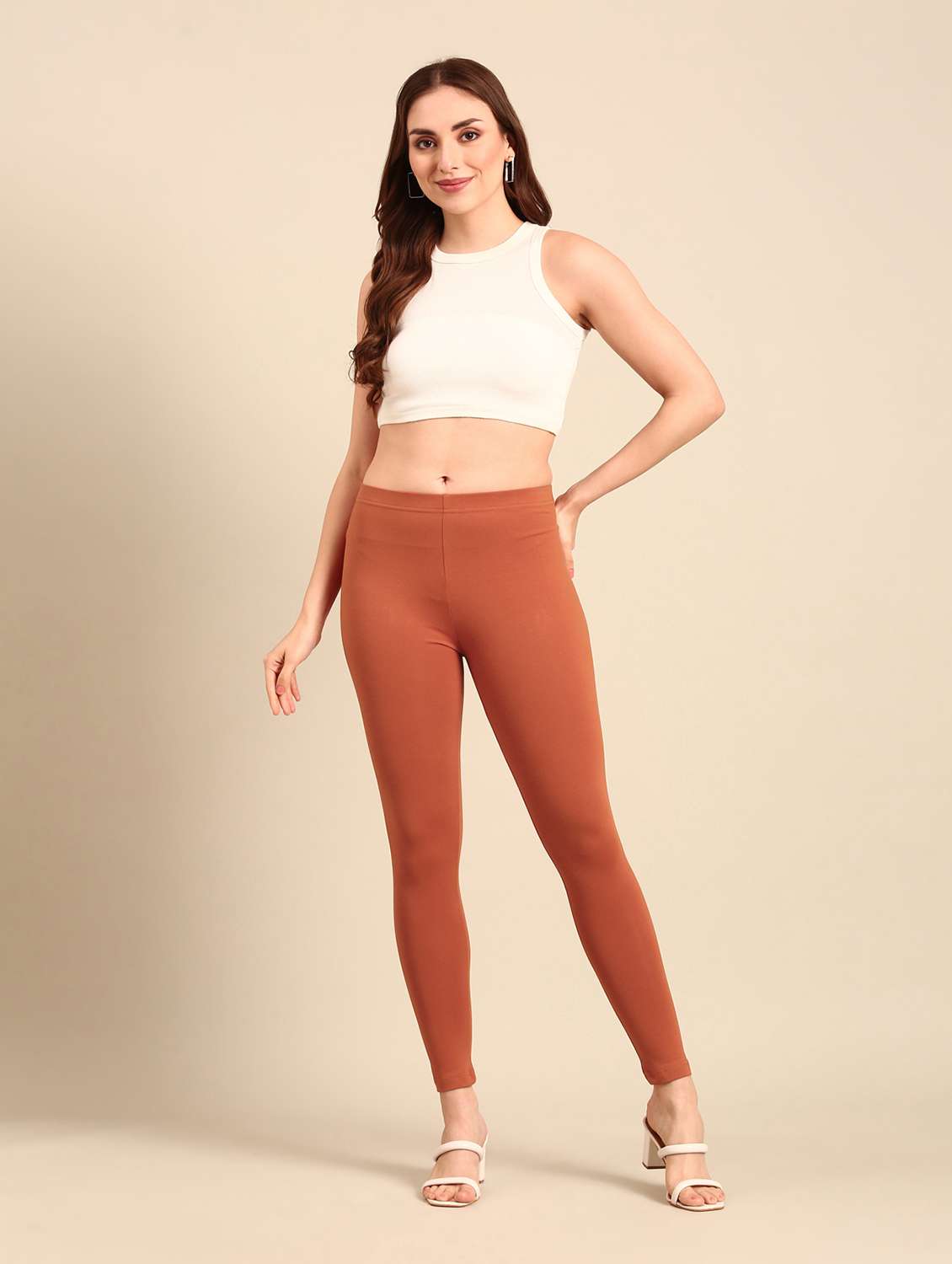 women rust cotton leggings - 21520657 -  Standard Image - 4