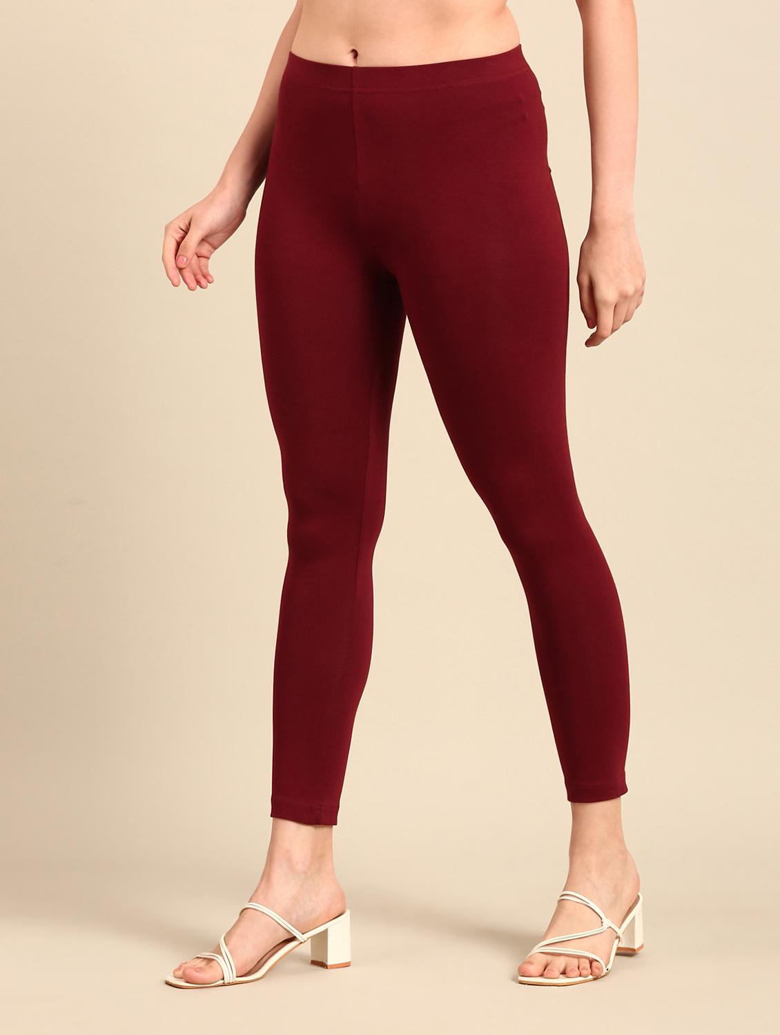 women maroon cotton leggings - 21520666 - Standard Image - 1