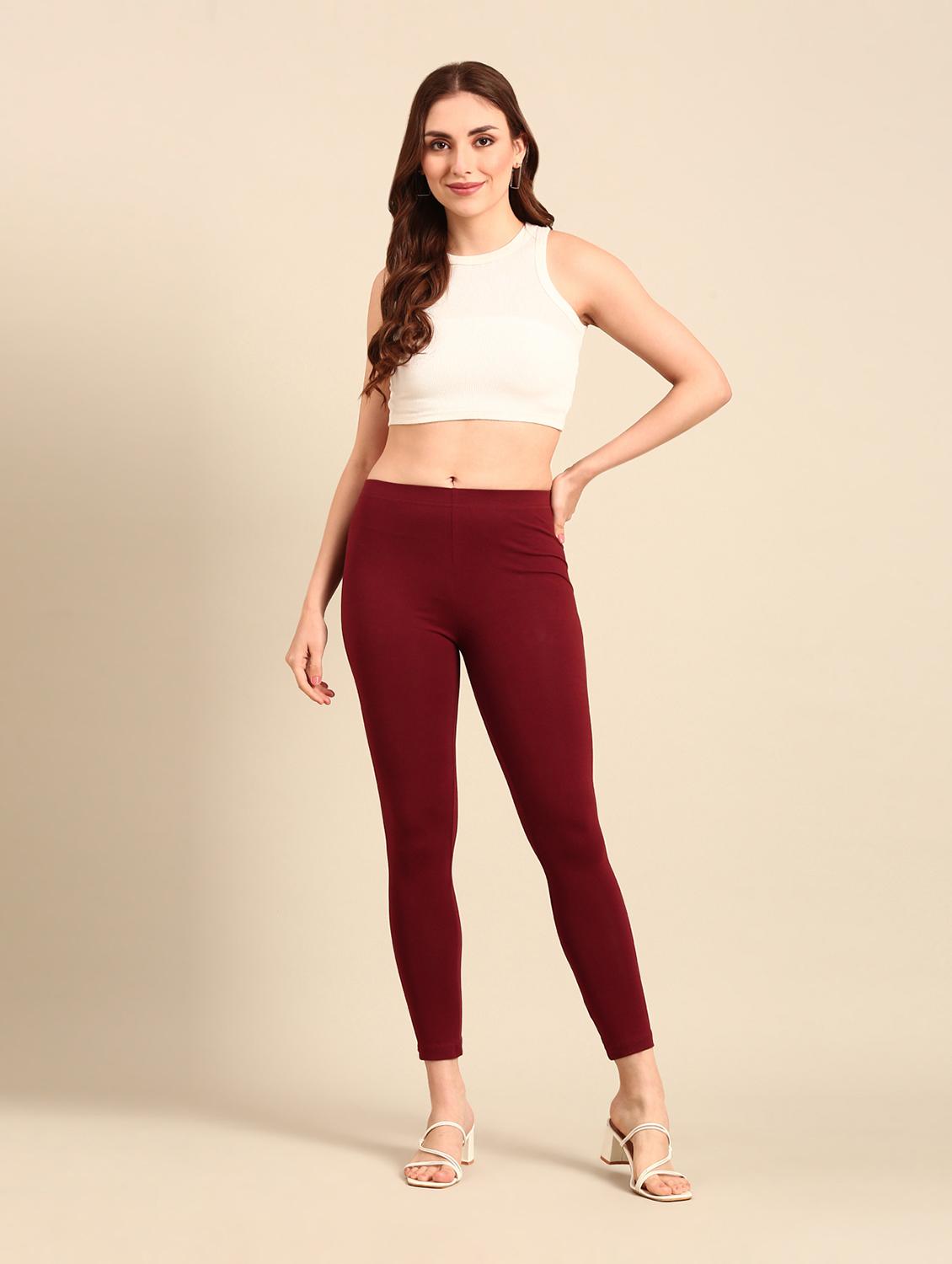 women maroon cotton leggings - 21520666 - Standard Image - 4