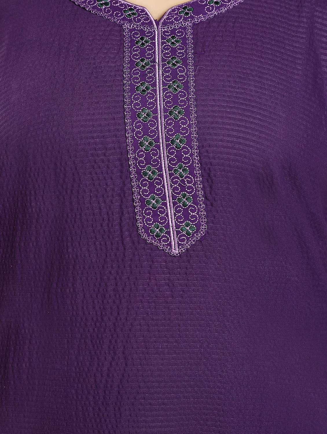 women purple cotton blend nighty - 21520947 - Standard Image - 4