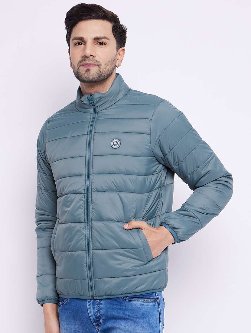 men blue solids quilted jackets - 21520953 -  Standard Image - 1