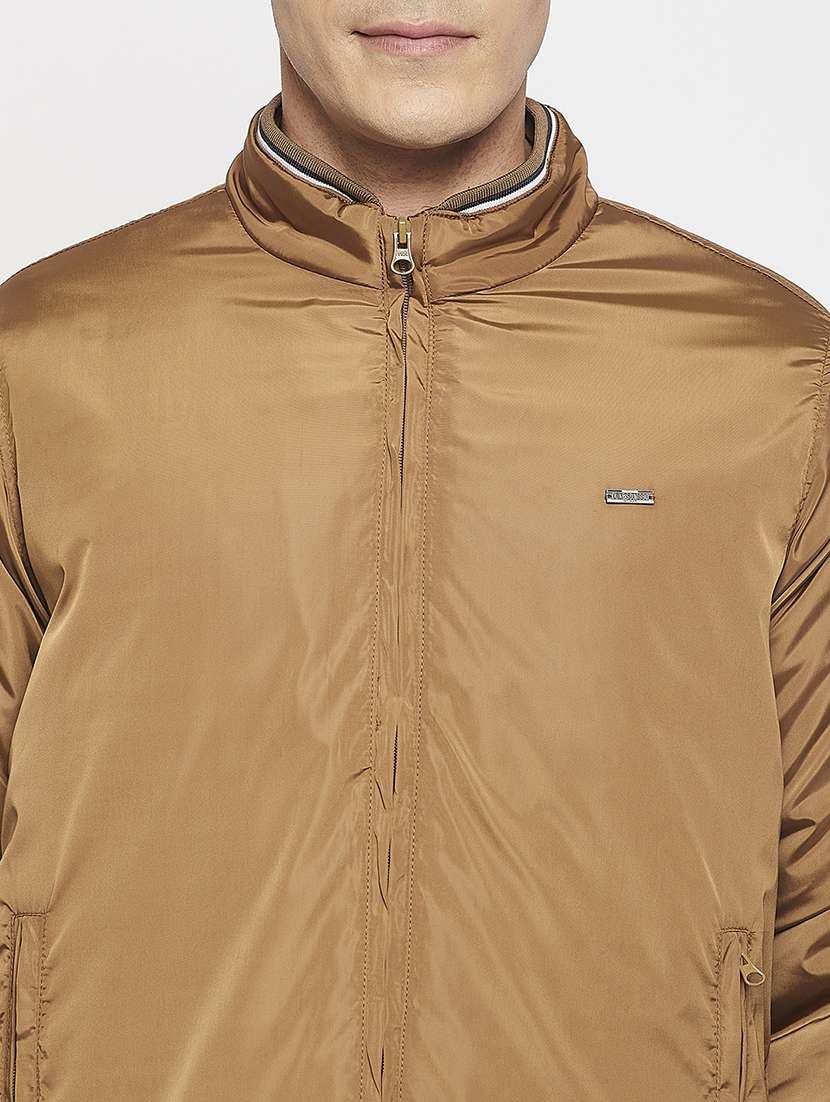 men khaki solids bomber jacket - 21520963 - Standard Image - 4