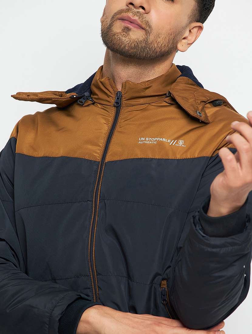 men blue color block quilted jacket - 21520966 -  Standard Image - 4