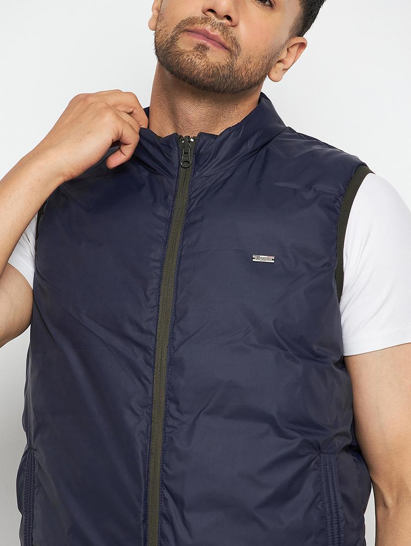 men green solid quilted jacket - 21520973 - Standard Image - 4